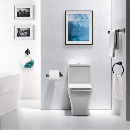 10-Piece Matte Black Bathroom Hardware Set – Bars, Rings and Hooks