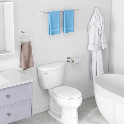 4-Piece Brushed Nickel Bathroom Set – 24 Inch Bar, Hooks, Paper Holder