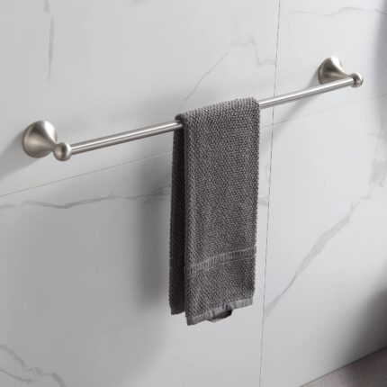 4-Piece Brushed Nickel Set with Adjustable Towel Bar