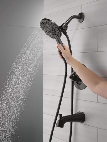 Bathtub and Shower Set with Dual Head and Handheld – Matte Black, Valve Included
