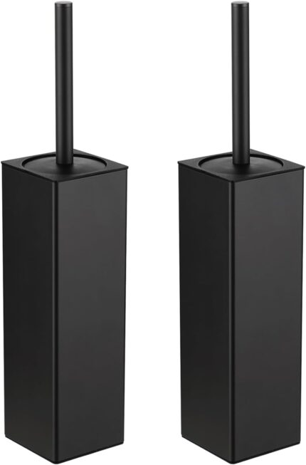 Free-Standing Toilet Brush and Holder – Aluminium, Square, Pack of 2