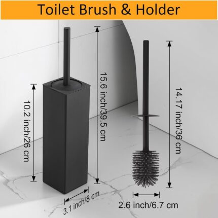 Free-Standing Toilet Brush and Holder – Aluminium, Square, Pack of 2