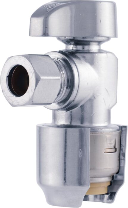 Quarter-Turn Angle Stop Valve – ½ × ⅜ Inch, Push-to-Connect Brass